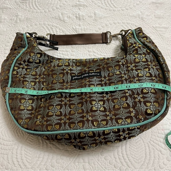 PETUNIA PICKLE BOTTOM Touring Tote Teal Brown Gold Brocade Accessories Included - Picture 8 of 11